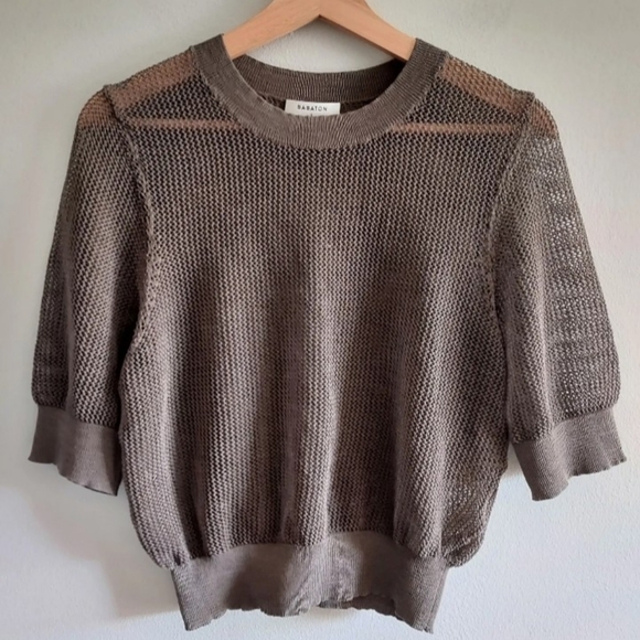 Aritzia Sweaters - Aritzia Babaton Lucida Mesh Knit Sweater Olive Green Size Large